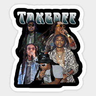 Cloud Nine Chic Elevate Your Look with Takeoffs Rapper Tees Sticker